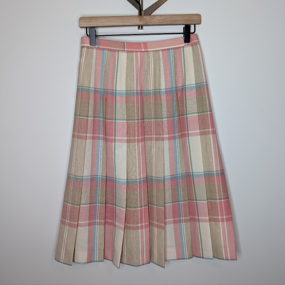 Vintage Pendleton Plaid Pleated Midi Skirt | Size 8